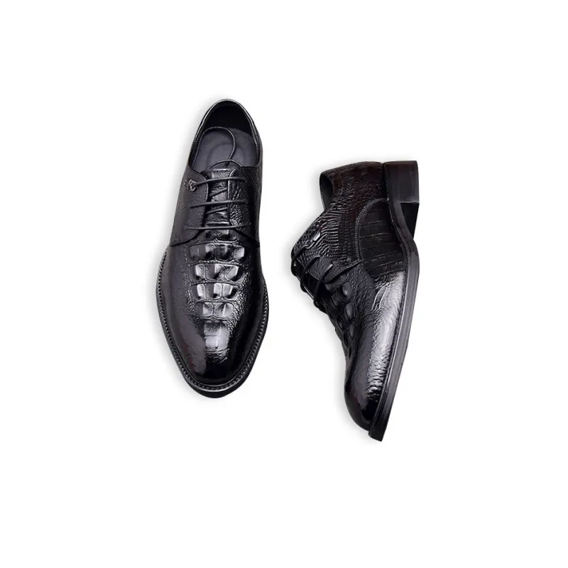 GZZ Dress Shoes Men Low Top Black/Burgundy-3