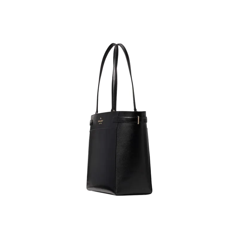Kate Spade Staci Cross-Stitch Leather Tote Bag Shopping Bag Handbag Women's Black-1