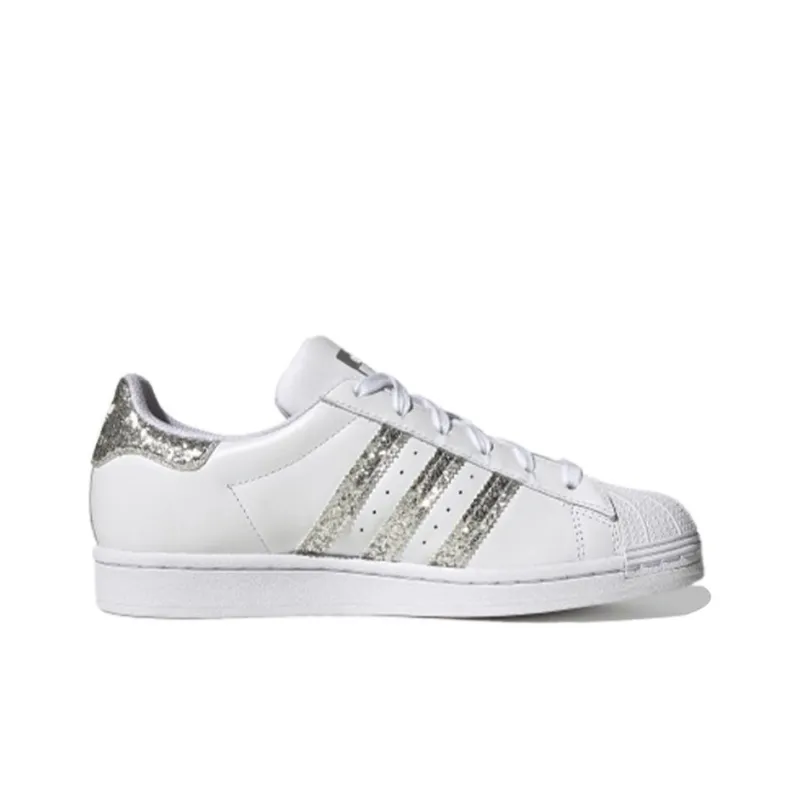 Adidas Superstar White Silver Glitter Women's-1