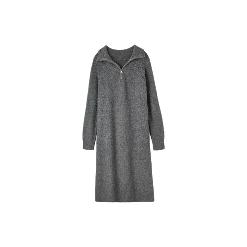 FANQIN Long-Sleeved Dresses Women's Gray