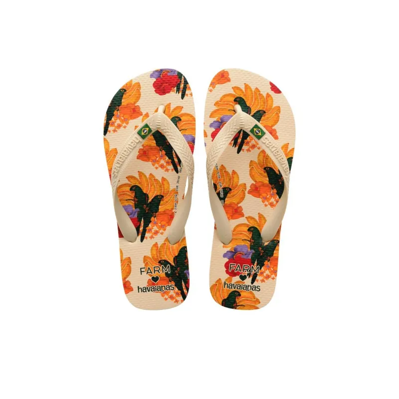 FARM RIO x Havaianas Slip Resistant Abrasion Resistant Flip Flops Women's Beige Orange-3