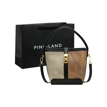 PINK·LAND PU Bucket Bag Crossbody Bag One Shoulder Handbag Women's Black/Coffee/Brown