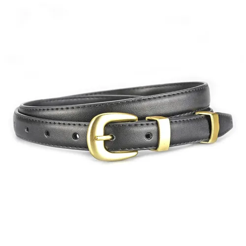 PISHUSHU Slim Waist Fashion Versatile Cow Leather Leather Belts Women's Black Brown Width  2cm