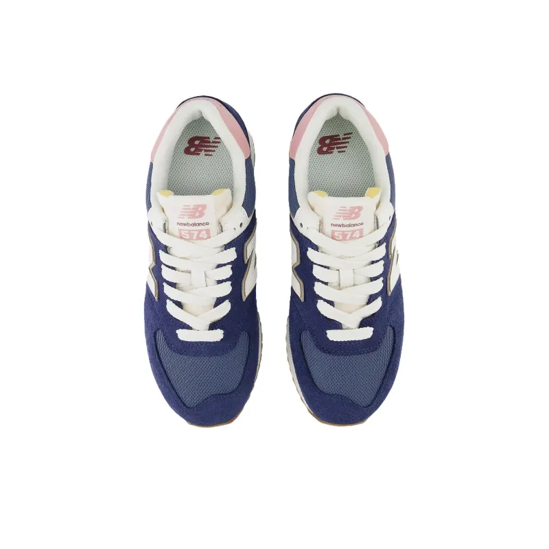 New Balance NB 574+ Slip Resistant Low Top Running Shoes Women's Blue White Pink-2