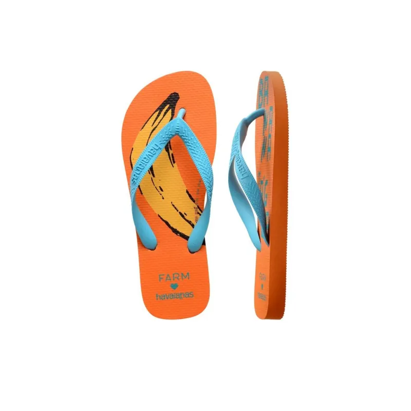 FARM RIO x Havaianas Abrasion Resistant Slip Resistant Flip Flops Women's Orange Blue-4