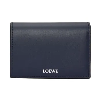 LOEWE Shiny Nappa Calfskin Wallet Men's Dark Marine Blue & Black