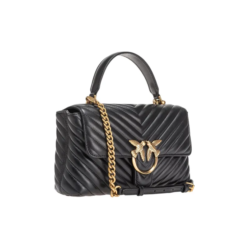 PINKO Leather Robin Bag Handbag Shoulder Bag Women's Black-2