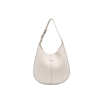 TOD'S DI Calfskin HOBO Bag Shoulder Handbag Small Size Women's Light Beige