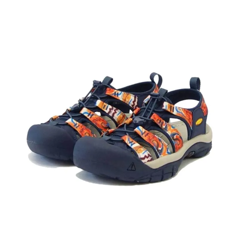 OUTDOOR AFRO x KEEN Newport Retro Beach Sandals Men's Navy Blue/Printed Pattern Orange-2