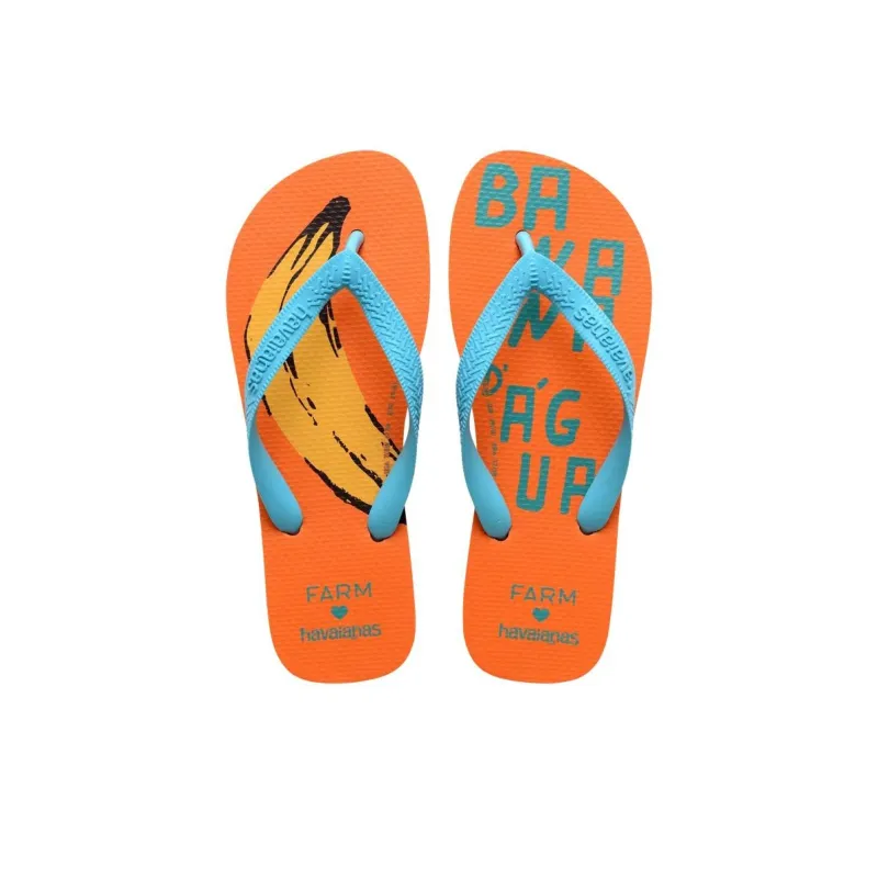 FARM RIO x Havaianas Abrasion Resistant Slip Resistant Flip Flops Women's Orange Blue-3