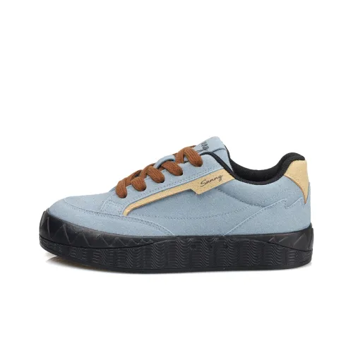 B10CROWN Skateboard Shoes Women's Low-Top Vintage Blue/reddish-brown/rice Powder