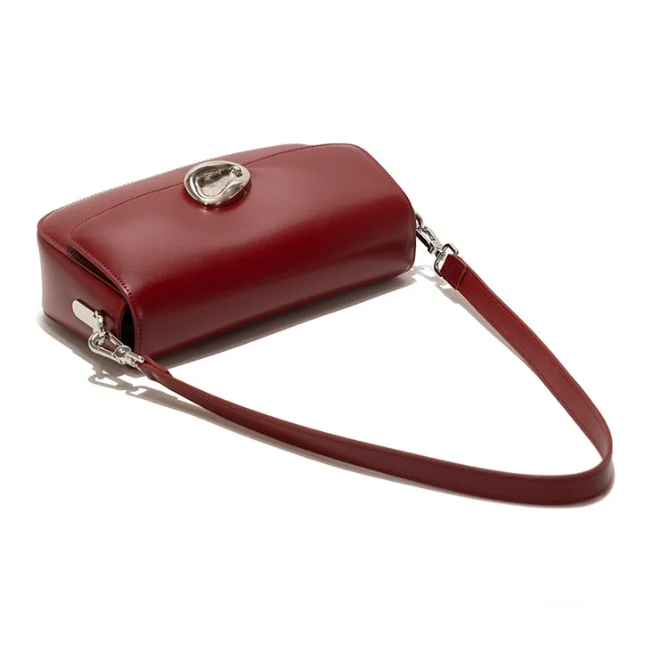 GXFMOD Cow Leather Small Square Bag Shoulder Bag Medium Size Women's Burgundy-1