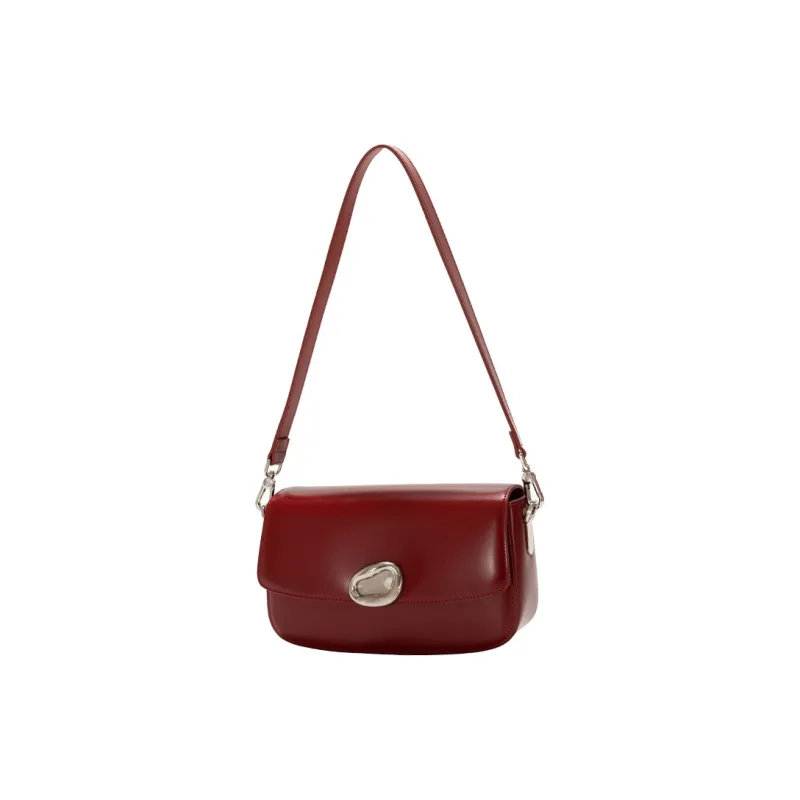 GXFMOD Cow Leather Small Square Bag Shoulder Bag Medium Size Women's Burgundy-4