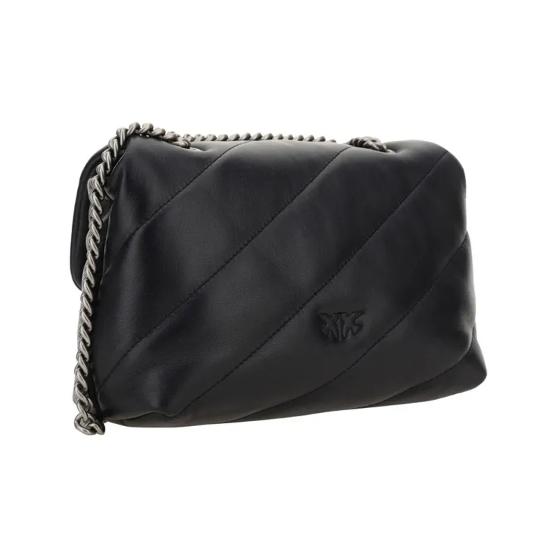 PINKO Puff Calfskin Crossbody Bag, Shoulder Bag Women's Black-4