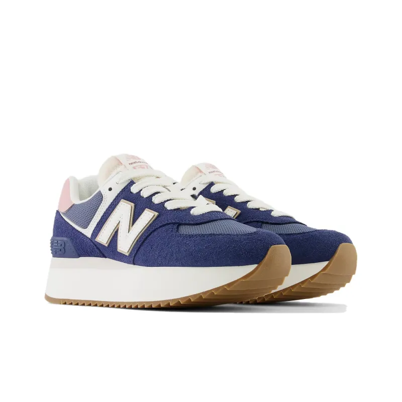 New Balance NB 574+ Slip Resistant Low Top Running Shoes Women's Blue White Pink-1