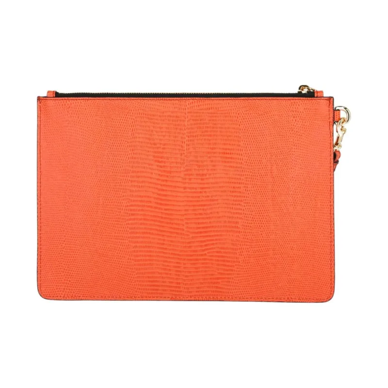 MOSCHINO Leather Clutch Women's Orange-1