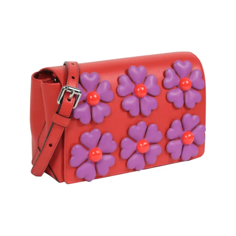 MOSCHINO Leather Shoulder Bag Crossbody Bag Women's Dreamy Red & Purple-1
