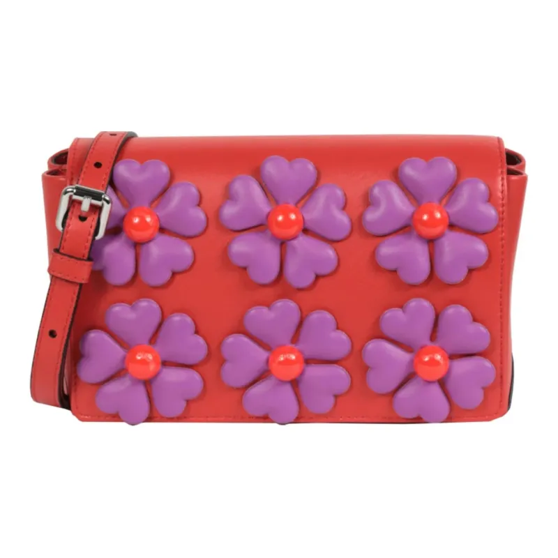 MOSCHINO Leather Shoulder Bag Crossbody Bag Women's Dreamy Red & Purple-0