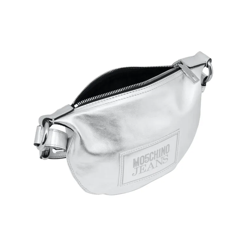 MOSCHINO Jeans Logo Patch Metallic Effect Shoulder Bag-4