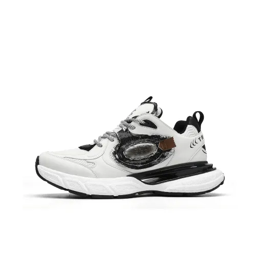 TRUMPPIPE Low Top Chunky Sneakers Men's White Black