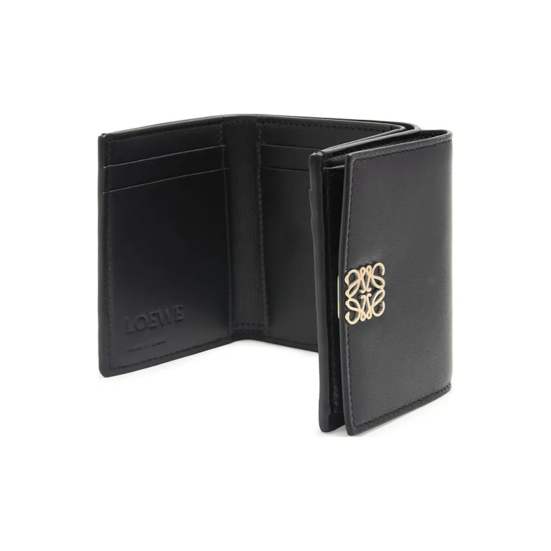LOEWE Bright Nappa Calfskin Wallet Women's Black-3