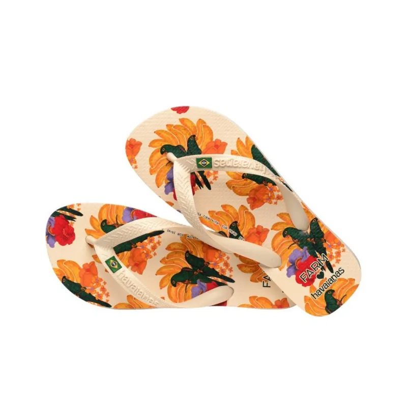 FARM RIO x Havaianas Slip Resistant Abrasion Resistant Flip Flops Women's Beige Orange-2