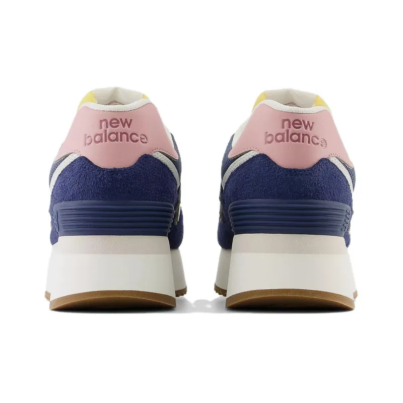 New Balance NB 574+ Slip Resistant Low Top Running Shoes Women's Blue White Pink-3