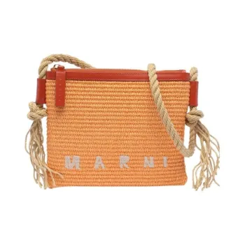 MARNI Raffia Shoulder Bag Crossbody Bag Women's Orange And Red
