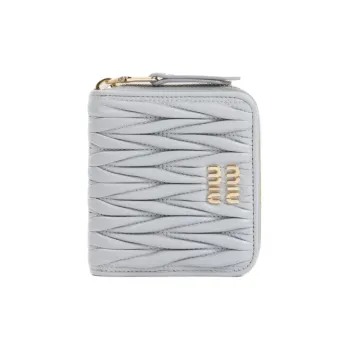 MIU MIU Matelassé Lambskin Wallet Women's Gray Blue