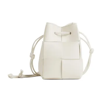 Bottega Veneta CASSETTE Lambskin Bucket Bags Shoulder Bag Crossbody Bag Mini Women's White