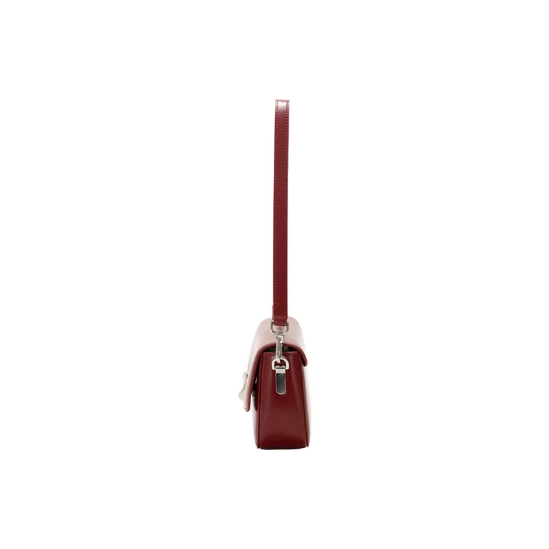 GXFMOD Cow Leather Small Square Bag Shoulder Bag Medium Size Women's Burgundy-3