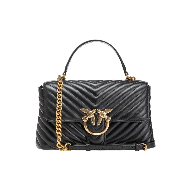 PINKO Leather Robin Bag Handbag Shoulder Bag Women's Black-1