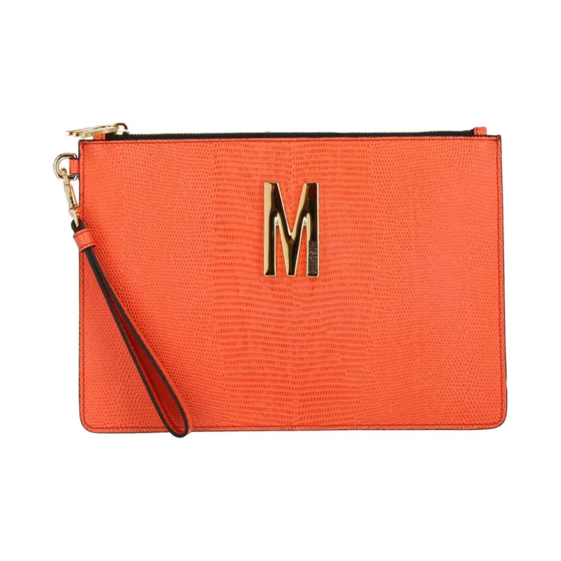 MOSCHINO Leather Clutch Women's Orange-0