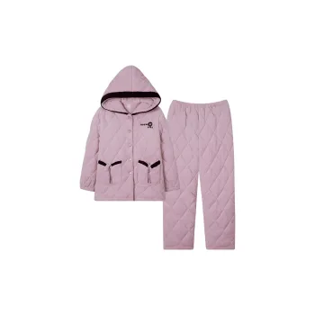 Sha Qian Winter Pajama Set Women's Pink Purple
