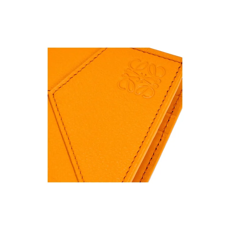 LOEWE Puzzle Classic Cow Leather Card Holder Men's Radiant Honey Orange-4