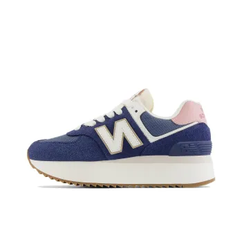 New Balance NB 574+ Slip Resistant Low Top Running Shoes Women's Blue White Pink