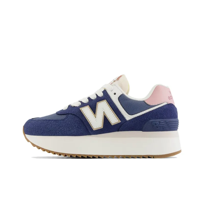 New Balance NB 574+ Slip Resistant Low Top Running Shoes Women's Blue White Pink-0