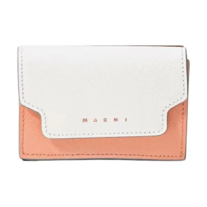MARNI Cow Leather Wallet Women's White & Pink-1