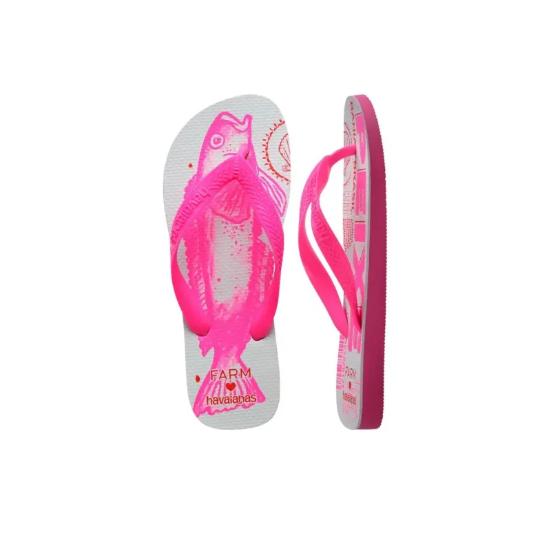 FARM RIO x Havaianas Abrasion Resistant Slip Resistant Flip Flops Women's Gray Pink-4