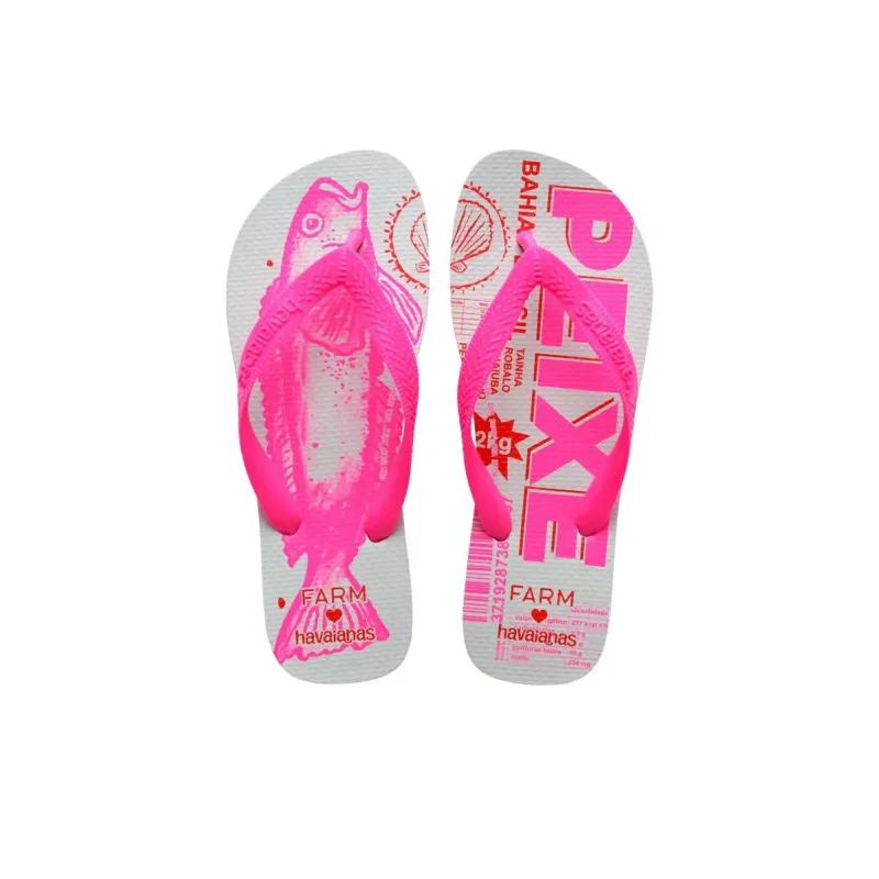 FARM RIO x Havaianas Abrasion Resistant Slip Resistant Flip Flops Women's Gray Pink-3