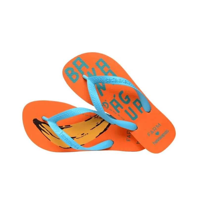 FARM RIO x Havaianas Abrasion Resistant Slip Resistant Flip Flops Women's Orange Blue-2
