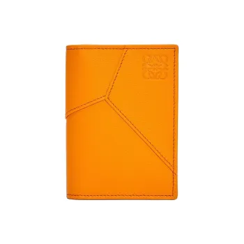 LOEWE Puzzle Classic Cow Leather Card Holder Men's Radiant Honey Orange