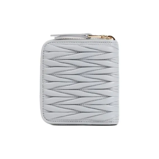 MIU MIU Matelassé Lambskin Wallet Women's Gray Blue-2