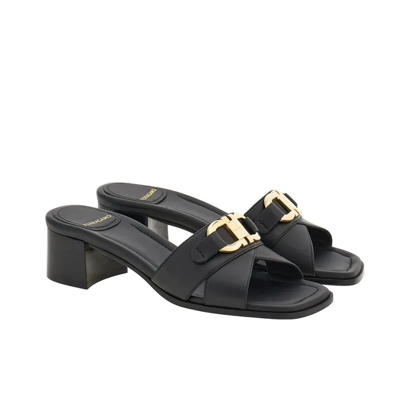 FERRAGAMO Gancini Leather Mules-1