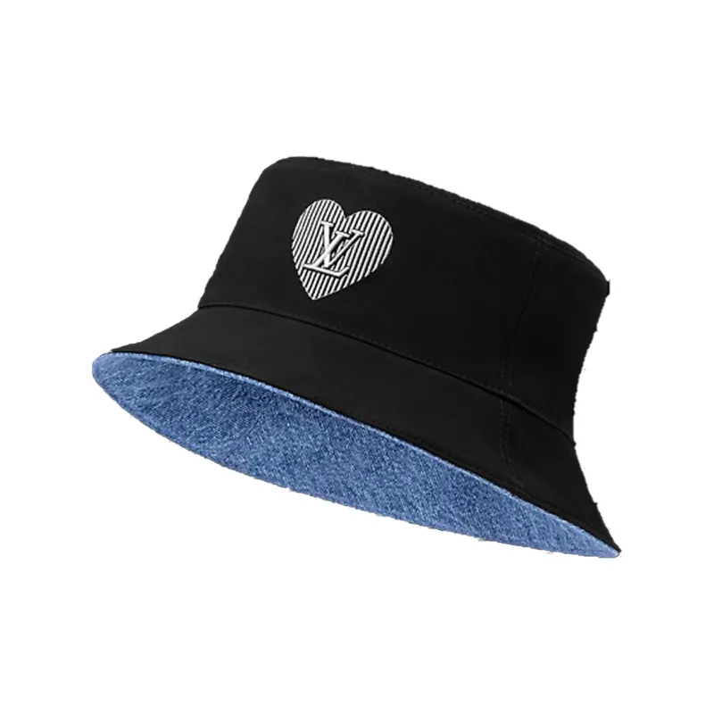 LOUIS VUITTON Cotton Bucket Hats Unisex Black/Blue-3