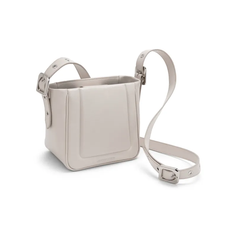 CHARLES&KEITH PU One Shoulder Crossbody Bucket Bag Medium Size Women's Noir Black/Oat/Silver-6