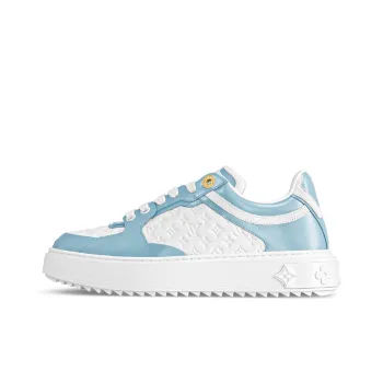 LOUIS VUITTON Time Out Low Top Skateboard Shoes Women's White Blue