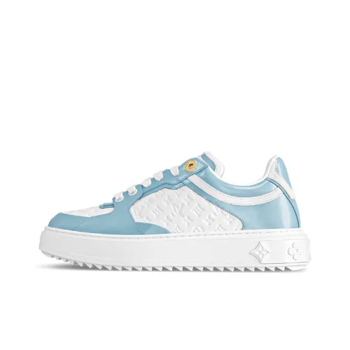 LOUIS VUITTON Time Out Low Top Skateboard Shoes Women's White Blue
