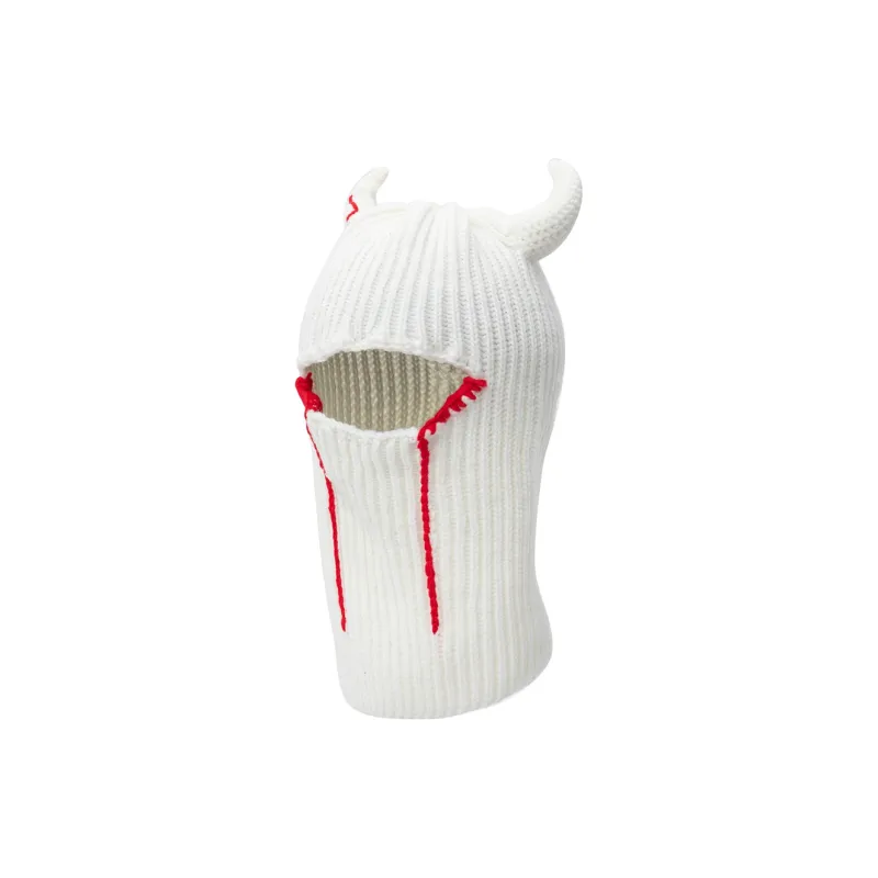 BAIJUAN Acrylic Bullhorn Hat, Knitted Cap Unisex-3