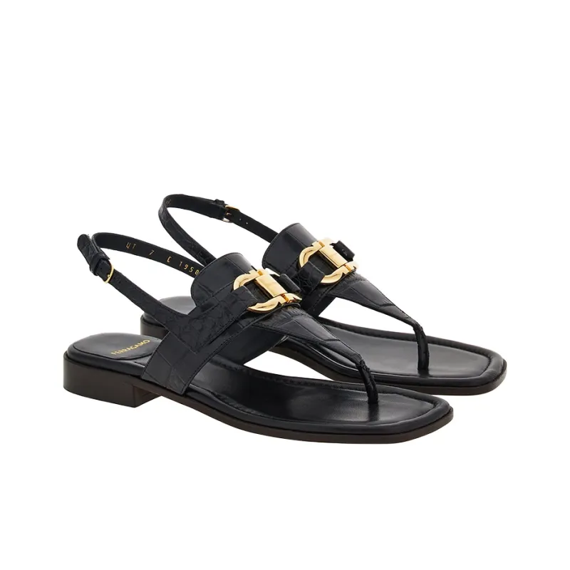 FERRAGAMO Gancini-buckle Leather Sandals-1